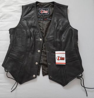 Nueva Chaleco Chaqueta cuero Biker Mujer