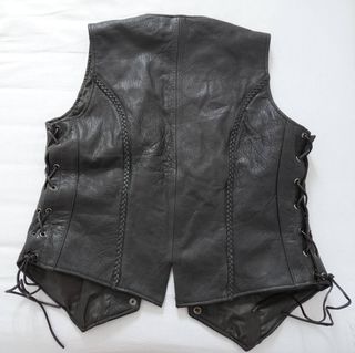 Nueva Chaleco Chaqueta cuero Biker Mujer