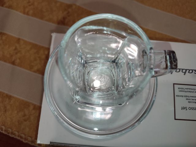 Set 6 tazzine in vetro con piattino