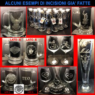CALICE DA VINO CON INIZIALI A + R INCISE A MANO