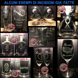 CALICE CON INIZIALI A T LOGO YAMAHA INCISI A MANO