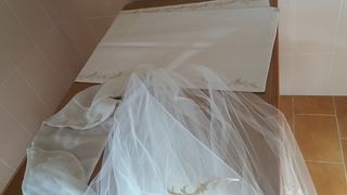 vestido novia palabra honor con complementos t38