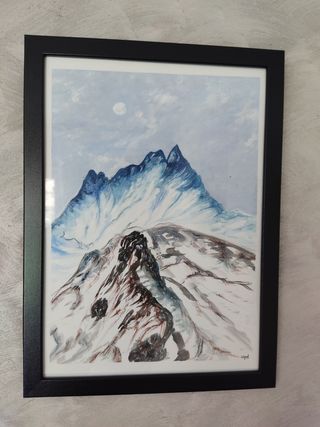 Pintura acuarela original montaña