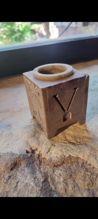 Portacandele da terra e lampada aromatica fatti a mano
