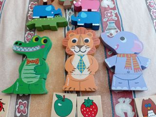 Lote de tres juegos de madera primera infancia