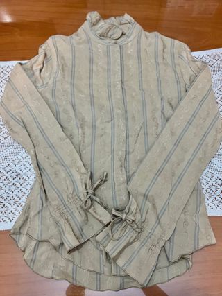 camisa beis rayas Mango