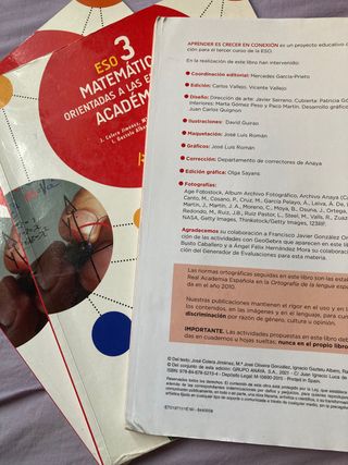 3 libros de Matemáticas de 3 ESO