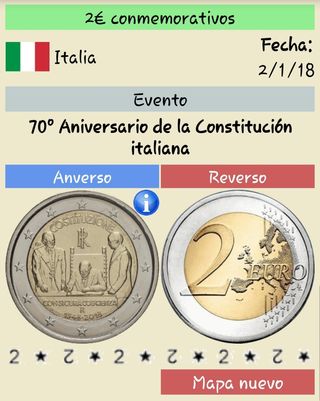 Moneda conmemorativa de 2 euros Italia 2018 