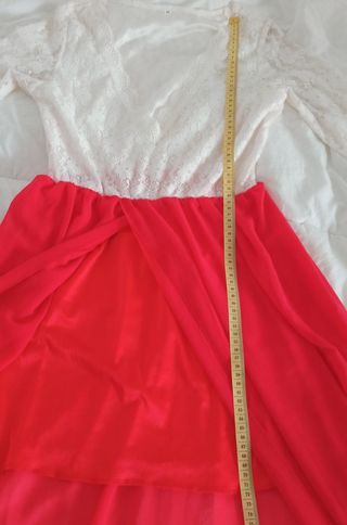 Vestido bicolor/ blanco/coral