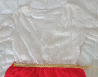 Vestido bicolor/ blanco/coral