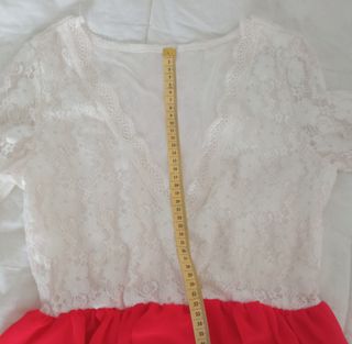 Vestido bicolor/ blanco/coral