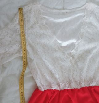 Vestido bicolor/ blanco/coral