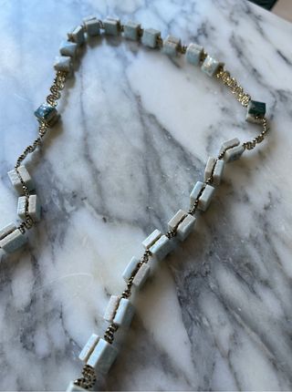 Antiguo rosario con teselas y pasamaneria