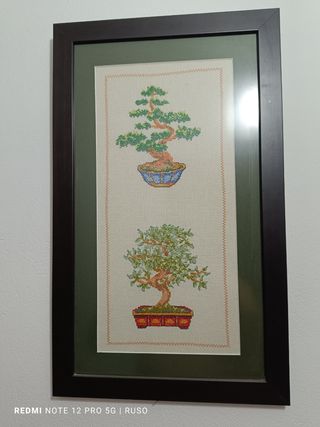 lote de cuadros de punto de cruz echos a mano