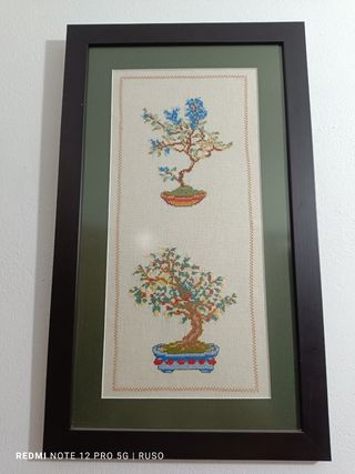 lote de cuadros de punto de cruz echos a mano