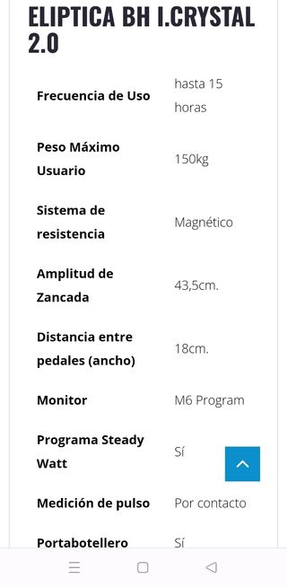 Bicicleta ELIPTICA BH I.CRYSTAL 2.0