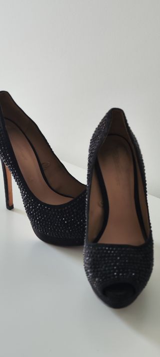 Zapatos tacón alto cristal negro Zara
