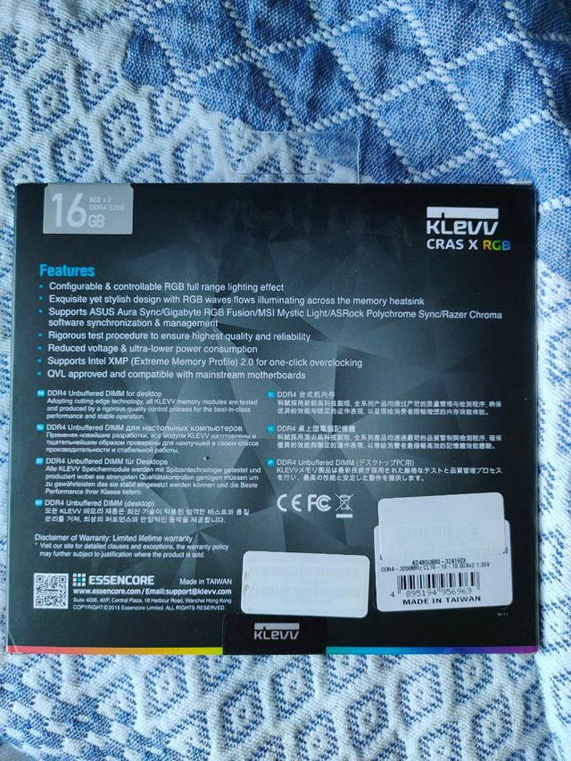 Memoria RAM de 2x8 GB 3200MHz (SIN ABRIR)