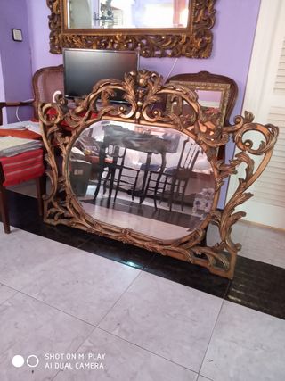 Espejo plateado madera