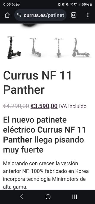 PATÍN ELÉCTRICO CURRUS PANTHER NF+11 25000 KIlomet