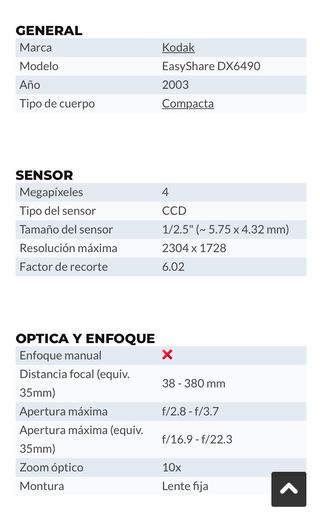 Cámara digital Kodak Easyshare dx6490 4.0 MP