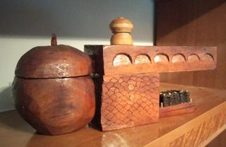 Talla madera tradicional recipiente multiusos