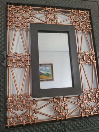 Espejo madera y forja