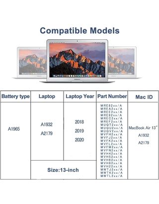 Batería A1932 A2179 A1965 para MacBook Air Retina 