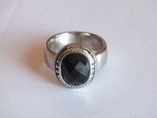 ANILLO ACERO CON PIEDRA NEGRA
