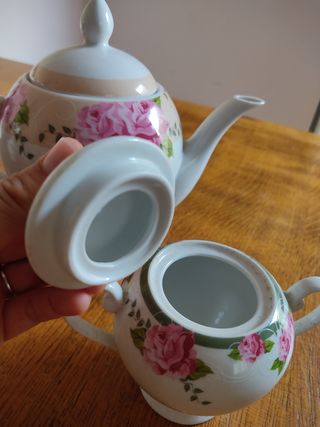 Vajilla. Cafetera & azucarero porcelana