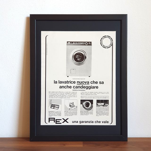 Pubblicità originale poster vintage Lavatrice REX