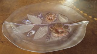 Frutero vajilla cristal hoja presentación