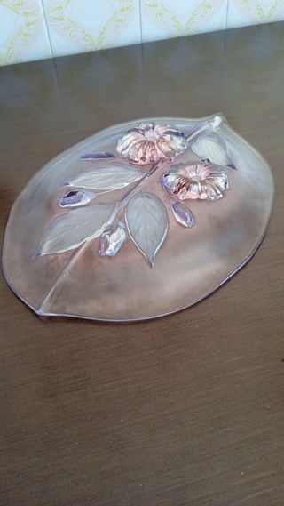 Frutero vajilla cristal hoja presentación