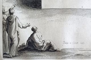 1725 Antiguo grabado bíblico Trono del Rey Salomón