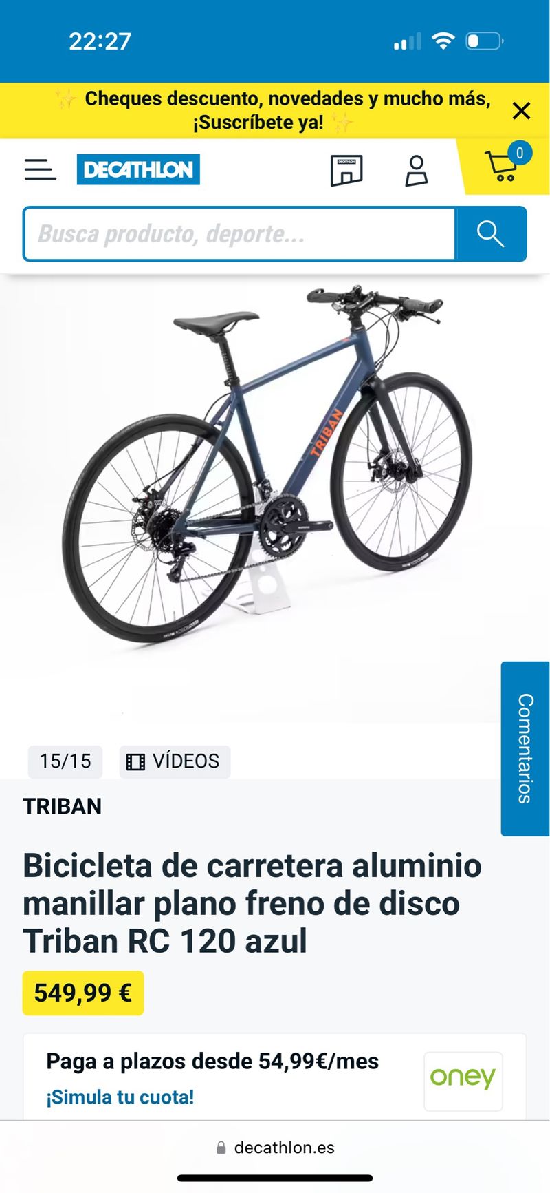 Bicicleta Triban talla M de segunda mano por 399 EUR en Madrid en