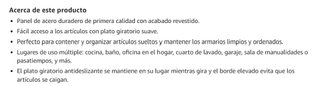 ORGANIZADOR GIRATORIO 2 NIVELES / ALMACENAJE