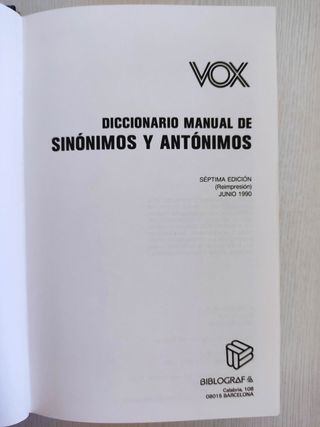 Diccionario de sinónimos-antónimos VOX