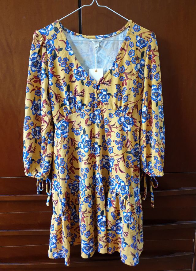 Vestido Springfield amarillo estampados florales M