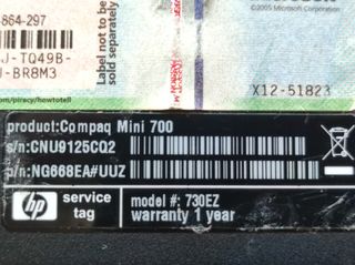 Computer Compaq Mini 700 con tastiera difettosa