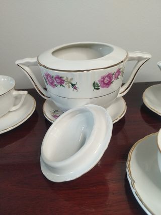 Tazas de café/ té, lechera+ azucarero real vintage