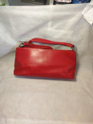 Maravilloso, bolso, piel rojo auténtica