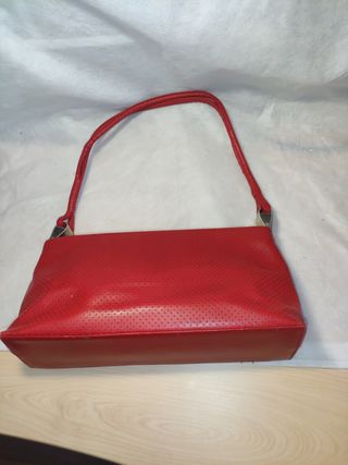 Maravilloso, bolso, piel rojo auténtica