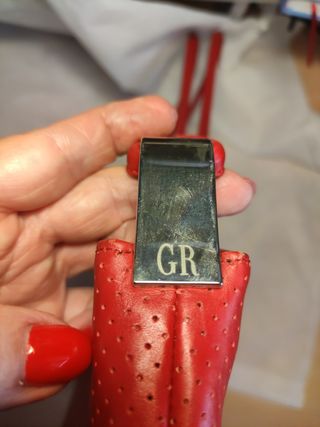 Maravilloso, bolso, piel rojo auténtica