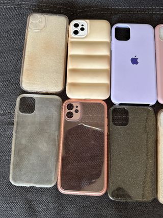 iphone 11: lote fundas y protector cristal