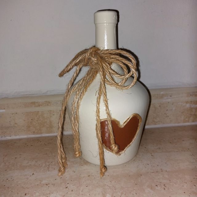 Botella cristal pintada y decorada