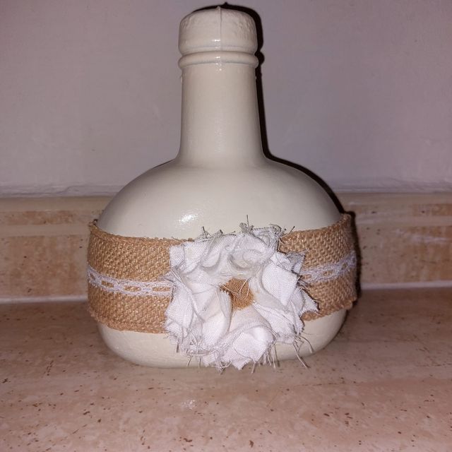 Botella cristal pintada y decorada