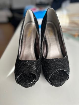 zapatos tacon negros fiesta plataforma