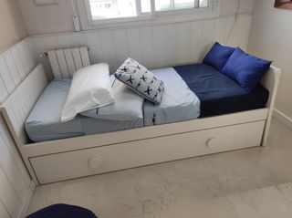 Cama nido doble de madera lacada blanca