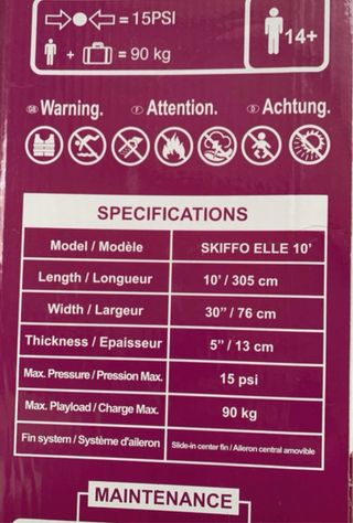 paddel sup skiffo 10" pulgadas hinchable 
