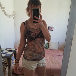 top bershka M transparente boho